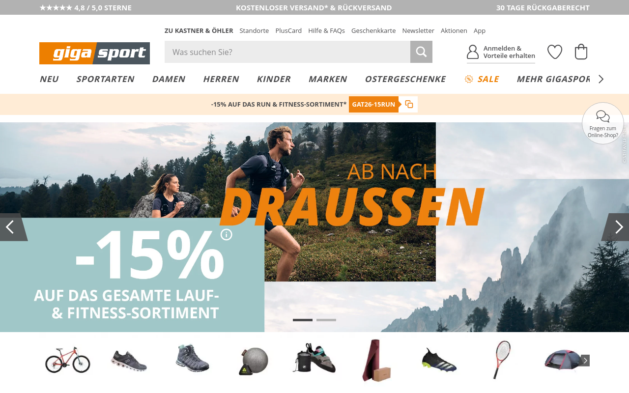 Screenshot von gigasport.at