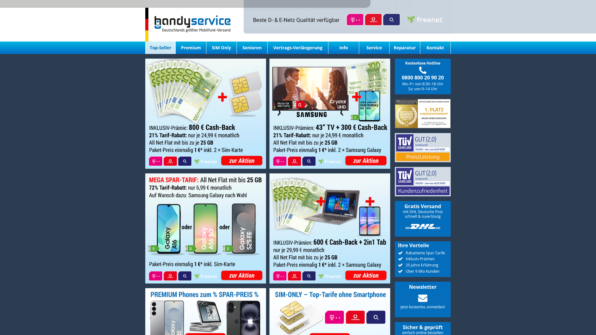 Screenshot von handyservice.de