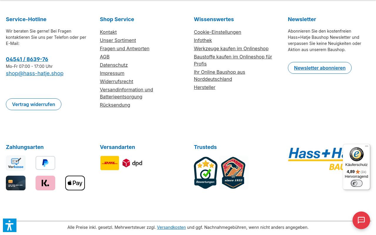 Screenshot von hass-hatje.shop