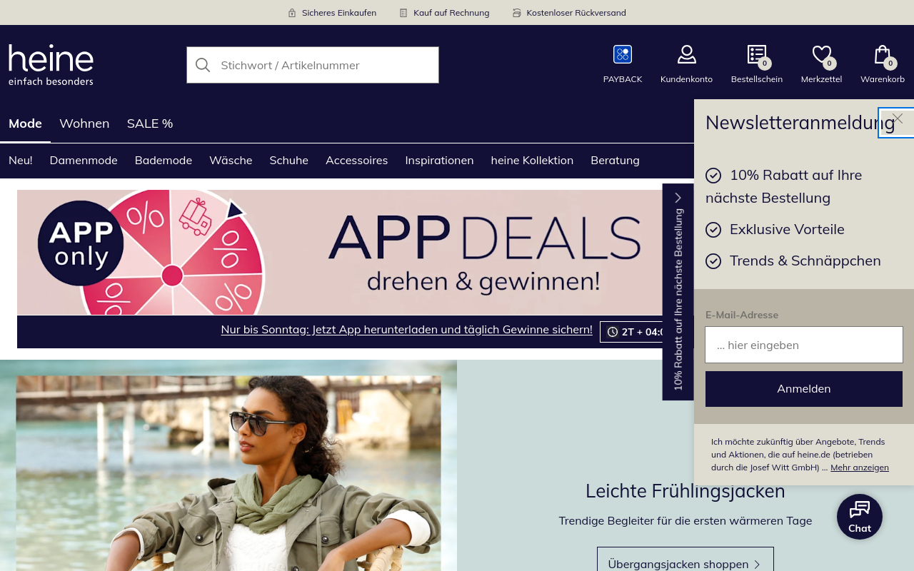 Screenshot von heine.de
