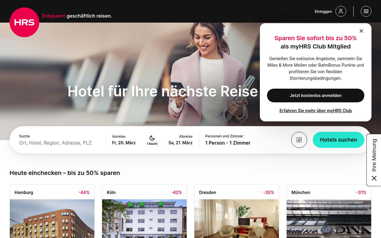 Screenshot von hrs.de