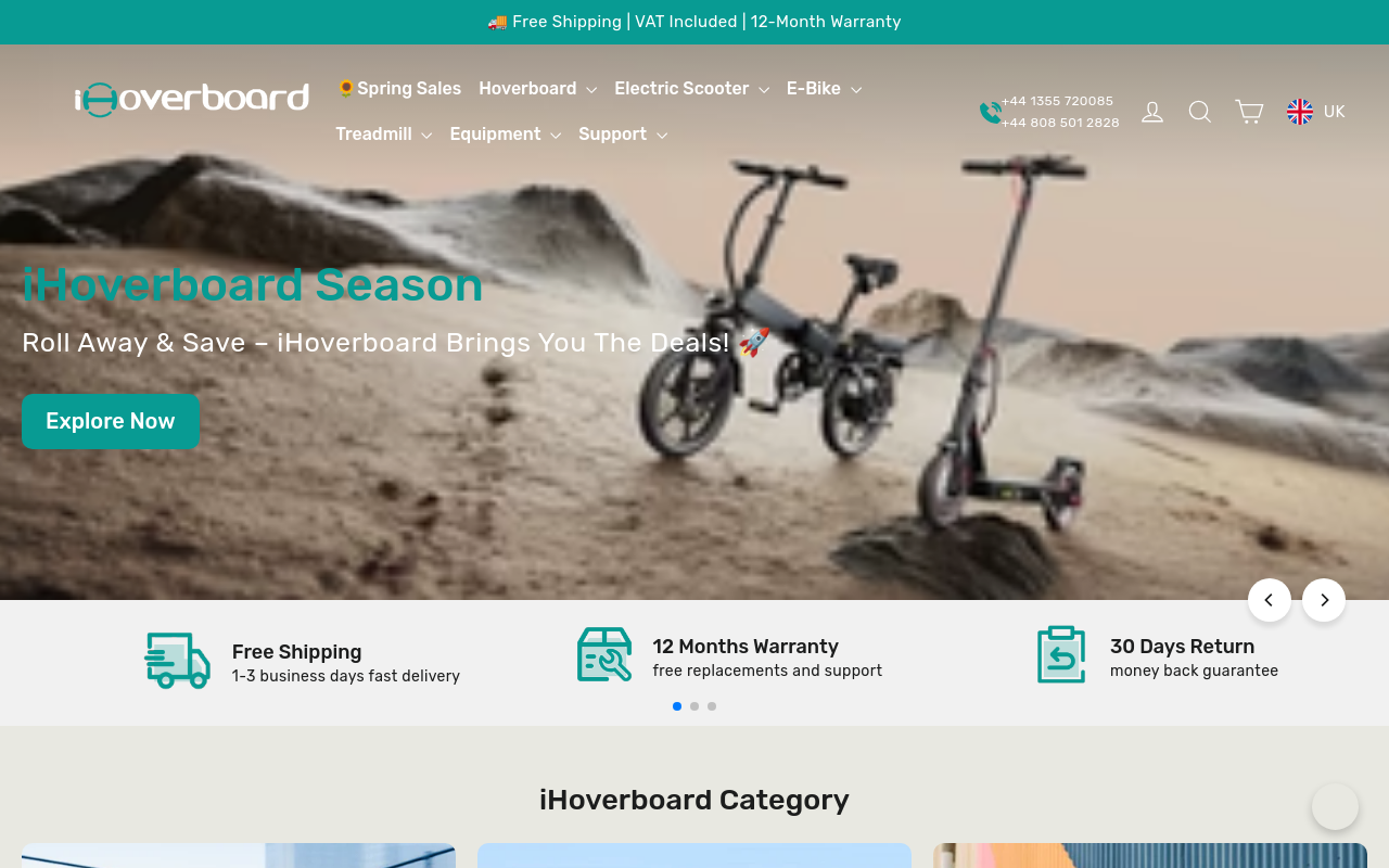 Screenshot von ihoverboard.co.uk