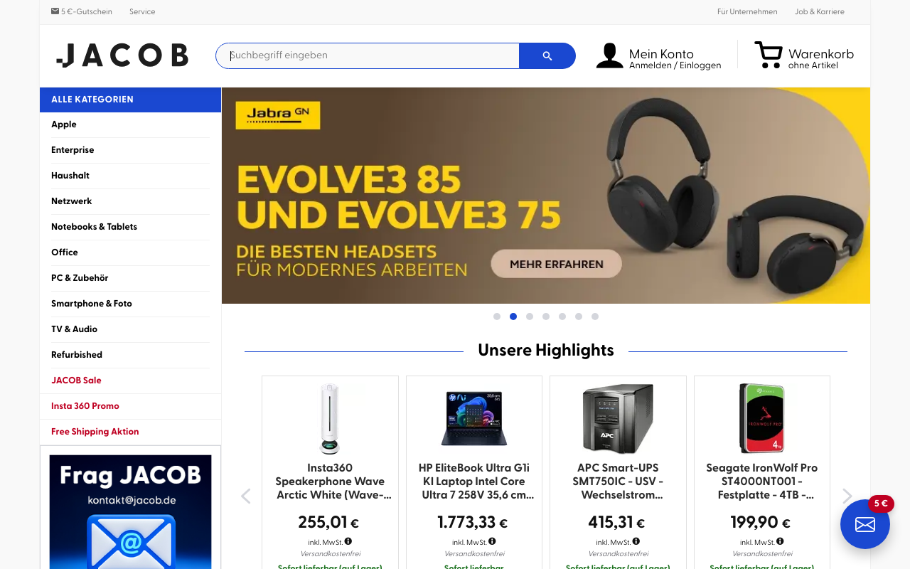 Screenshot von jacob.de