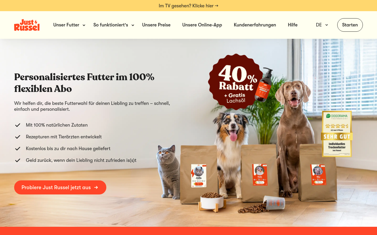 Screenshot von justrussel.de