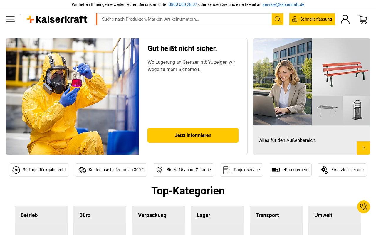 Screenshot von kaiserkraft.de