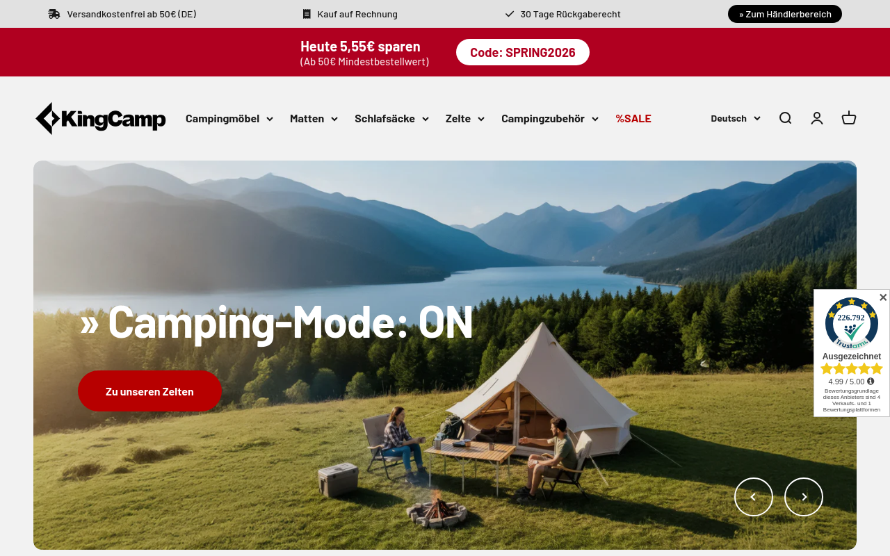 Screenshot von Kingcamp