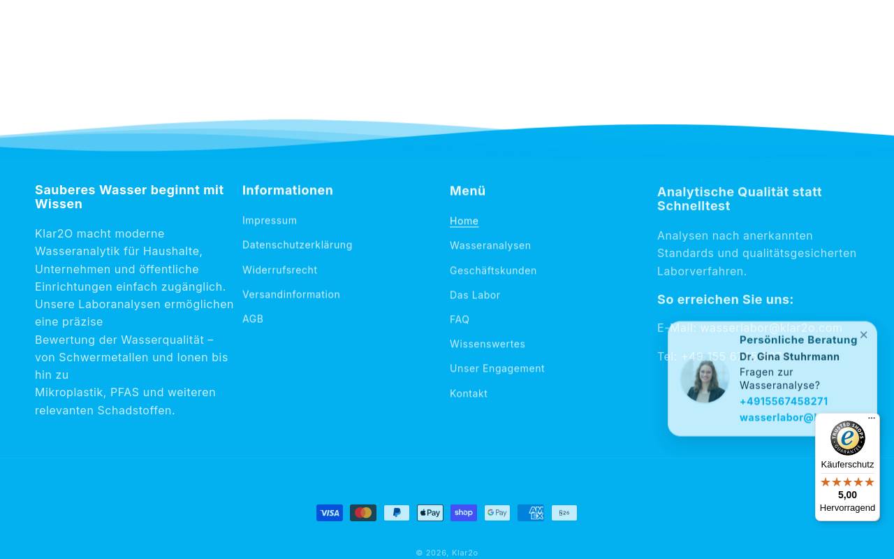 Screenshot von klar2o-labor.de