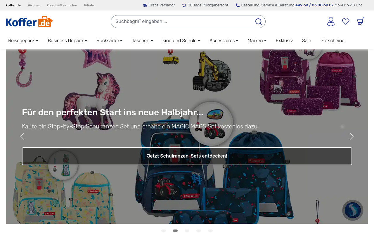 Screenshot von koffer.de