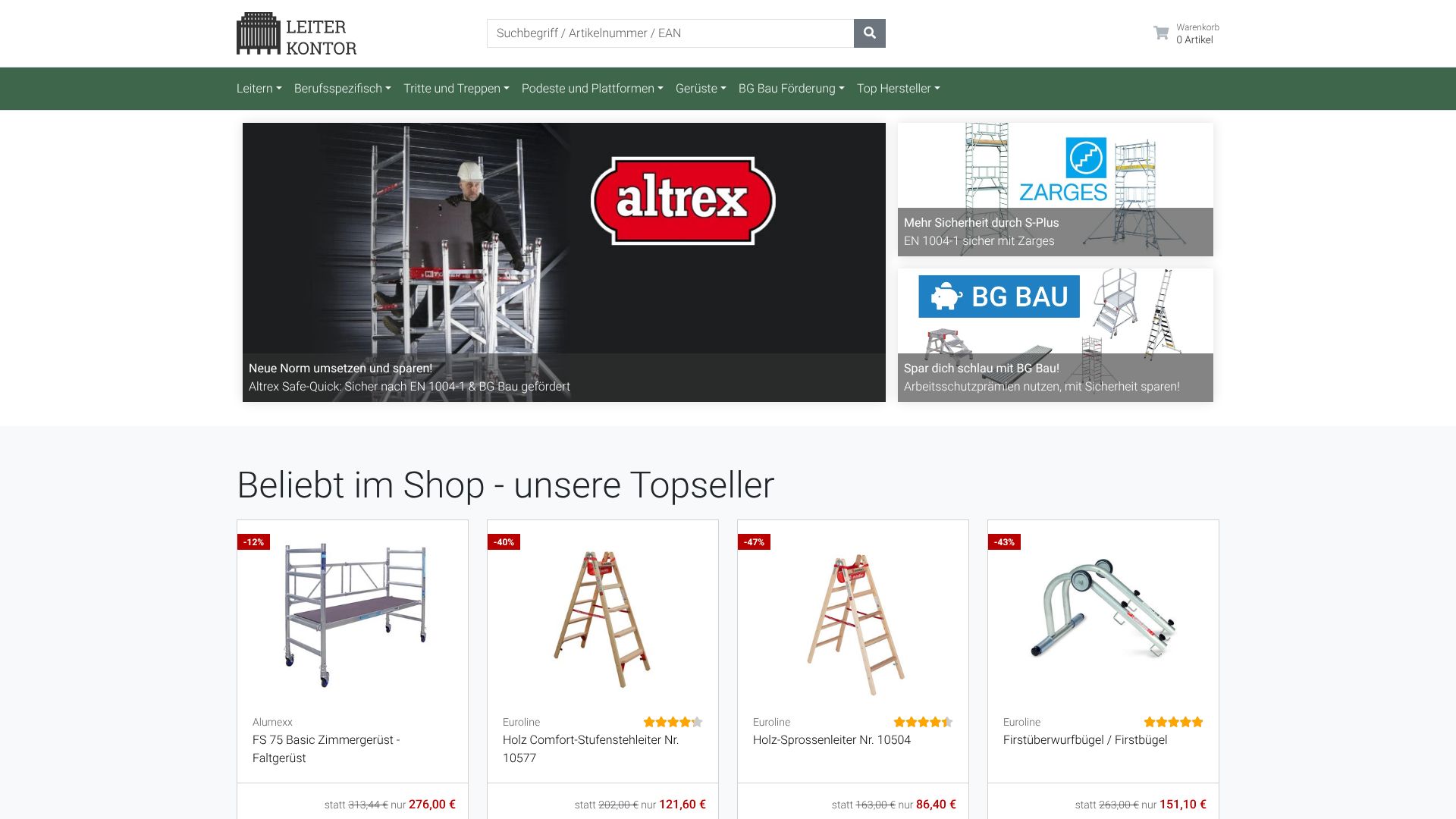 Screenshot von leiterkontor.de