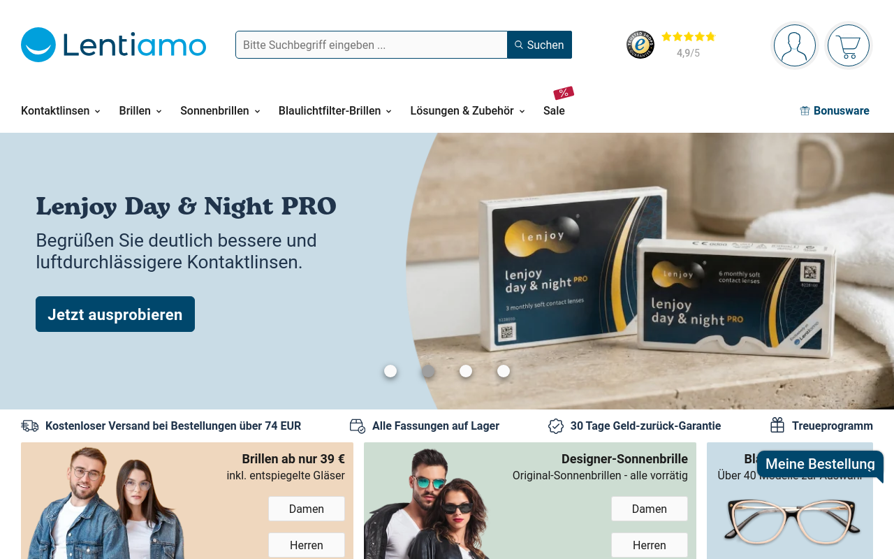 Screenshot von lentiamo.de