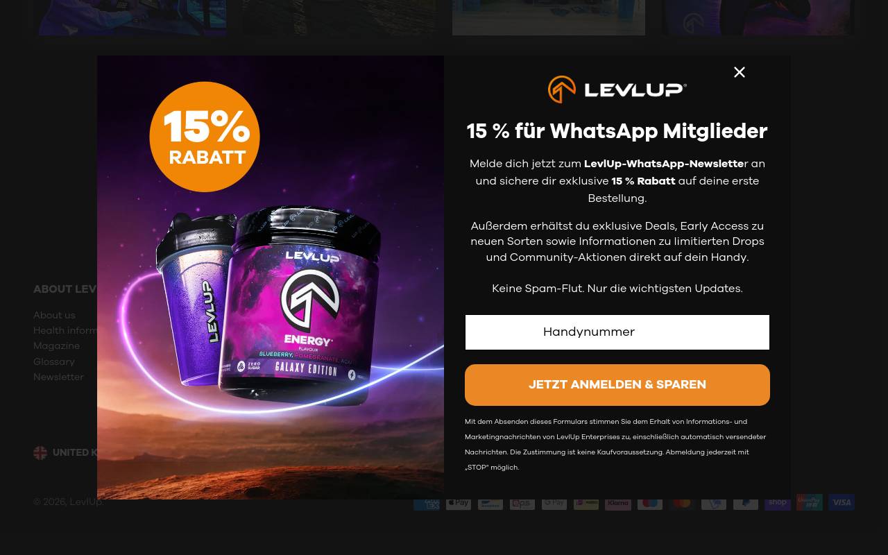 Screenshot von levlup.com