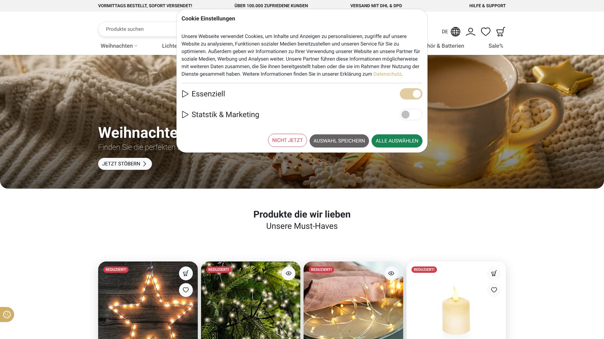 Screenshot von Lichterkettenshop24.de