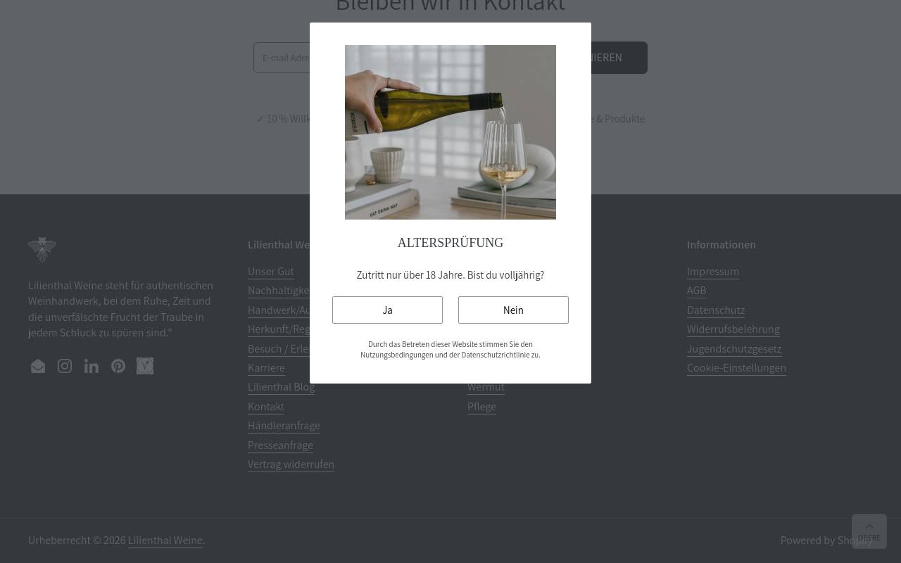 Screenshot von Lilienthal Weine