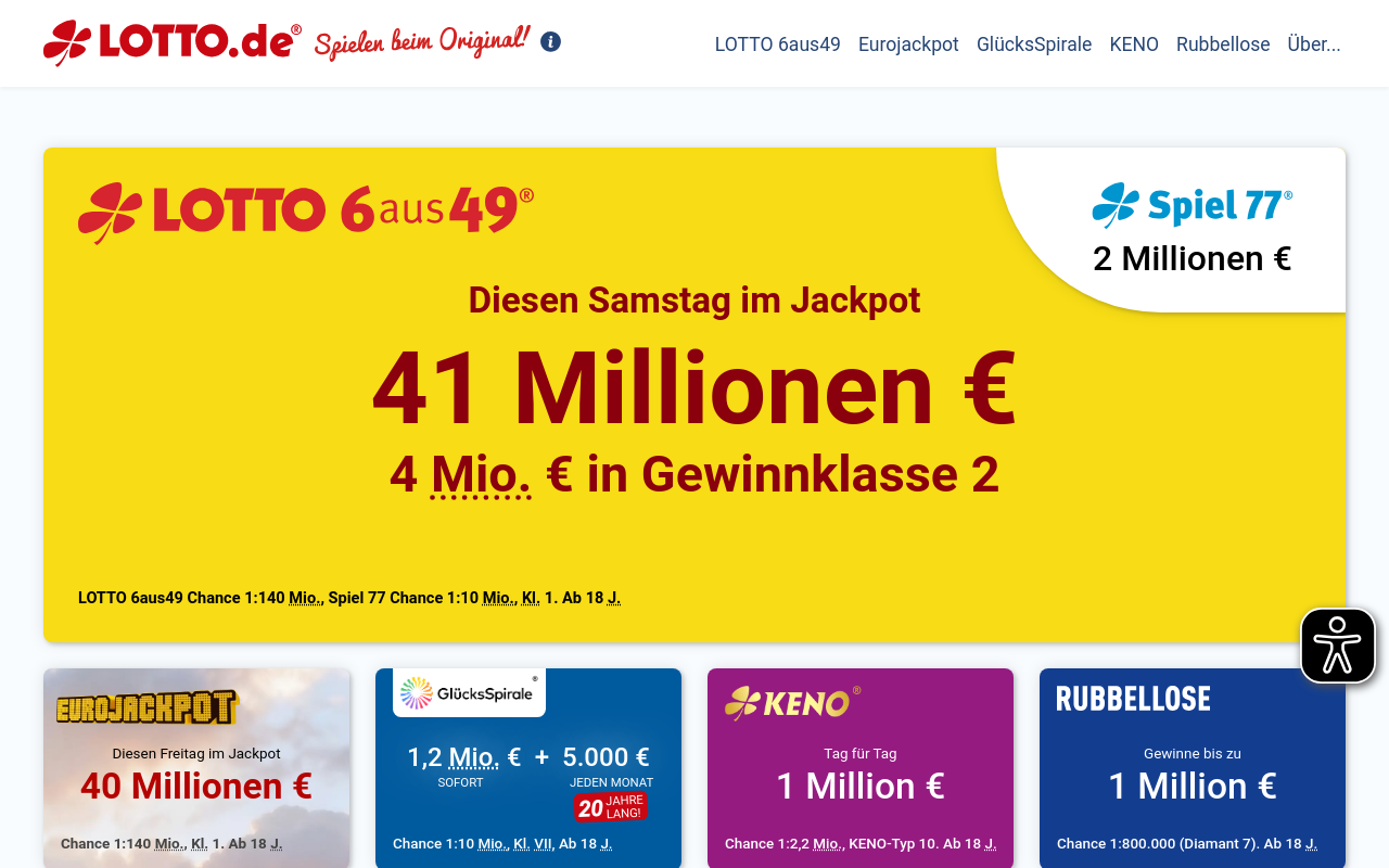 Screenshot von lotto.de