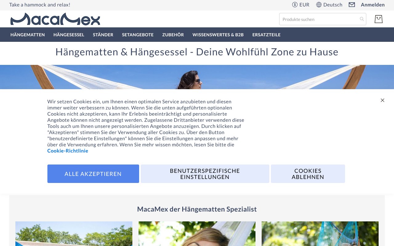 Screenshot von macamex.com