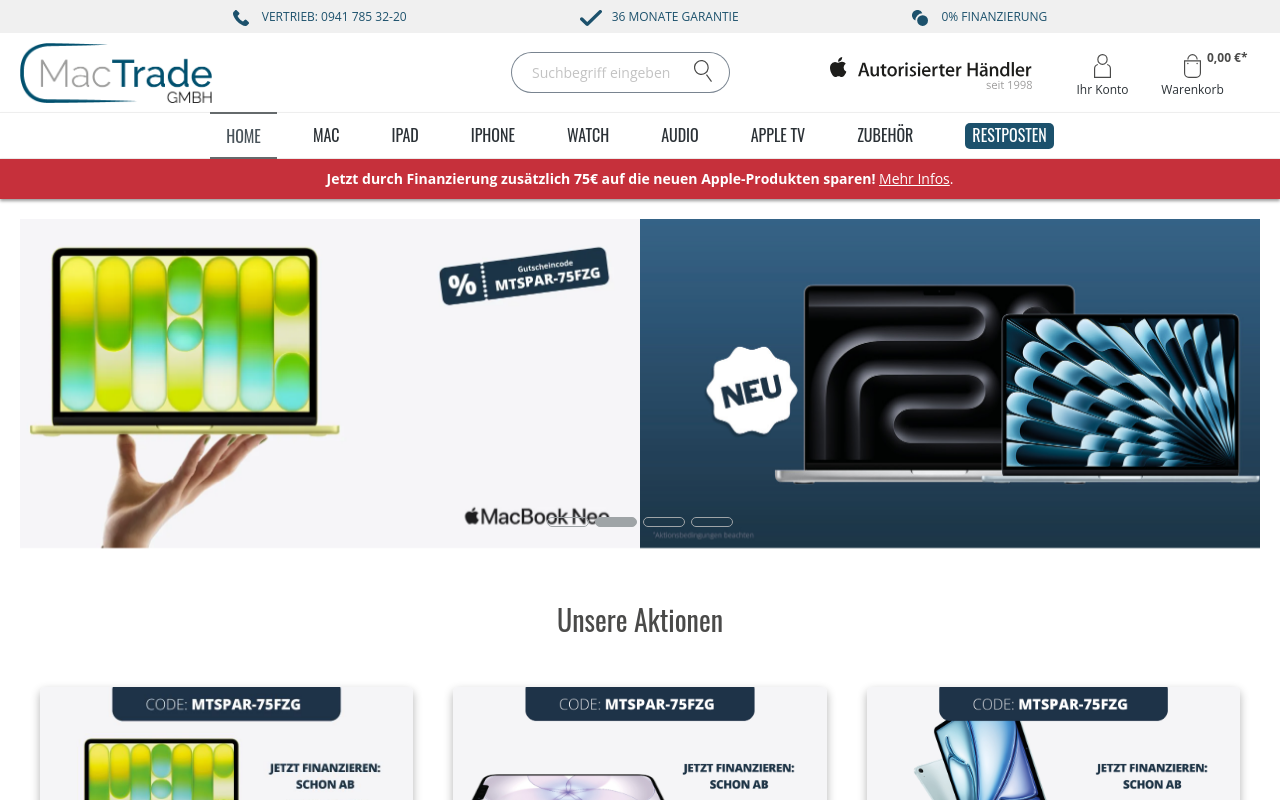 Screenshot von mactrade.de