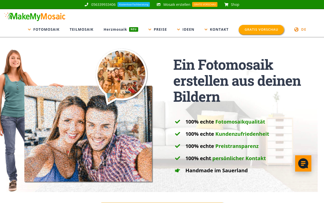 Screenshot von MakeMyMosaic.de