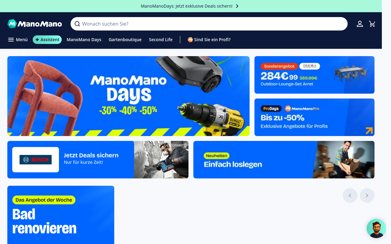 Screenshot von manomano.de