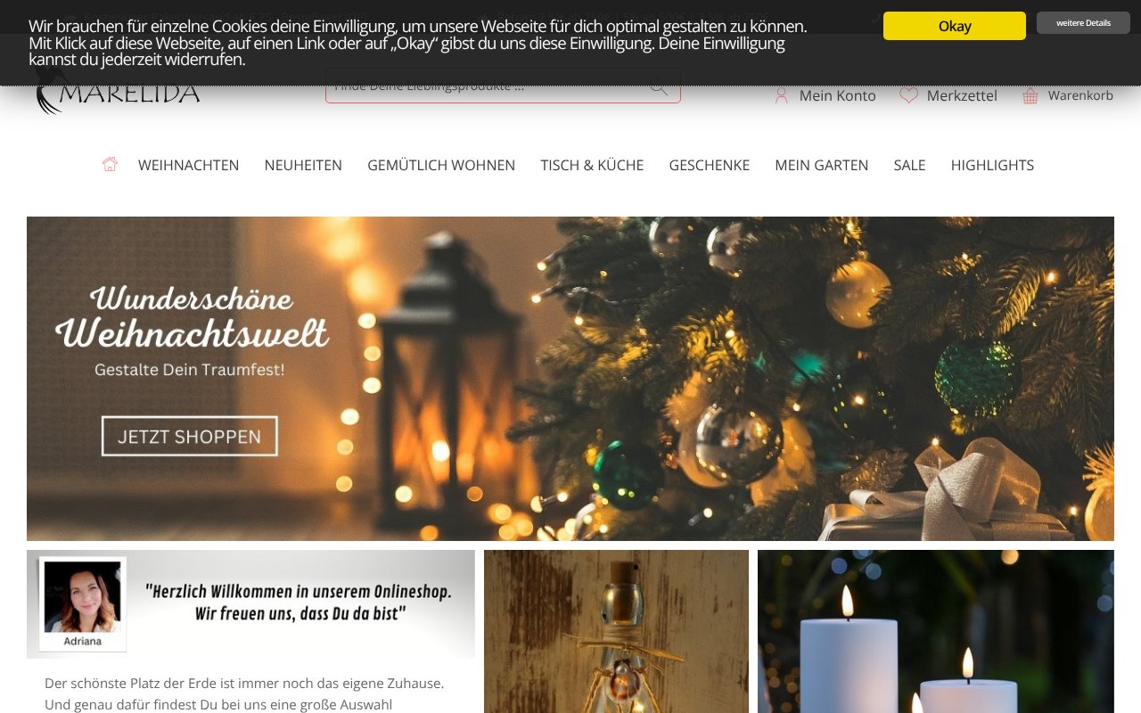 Screenshot von marelida.de