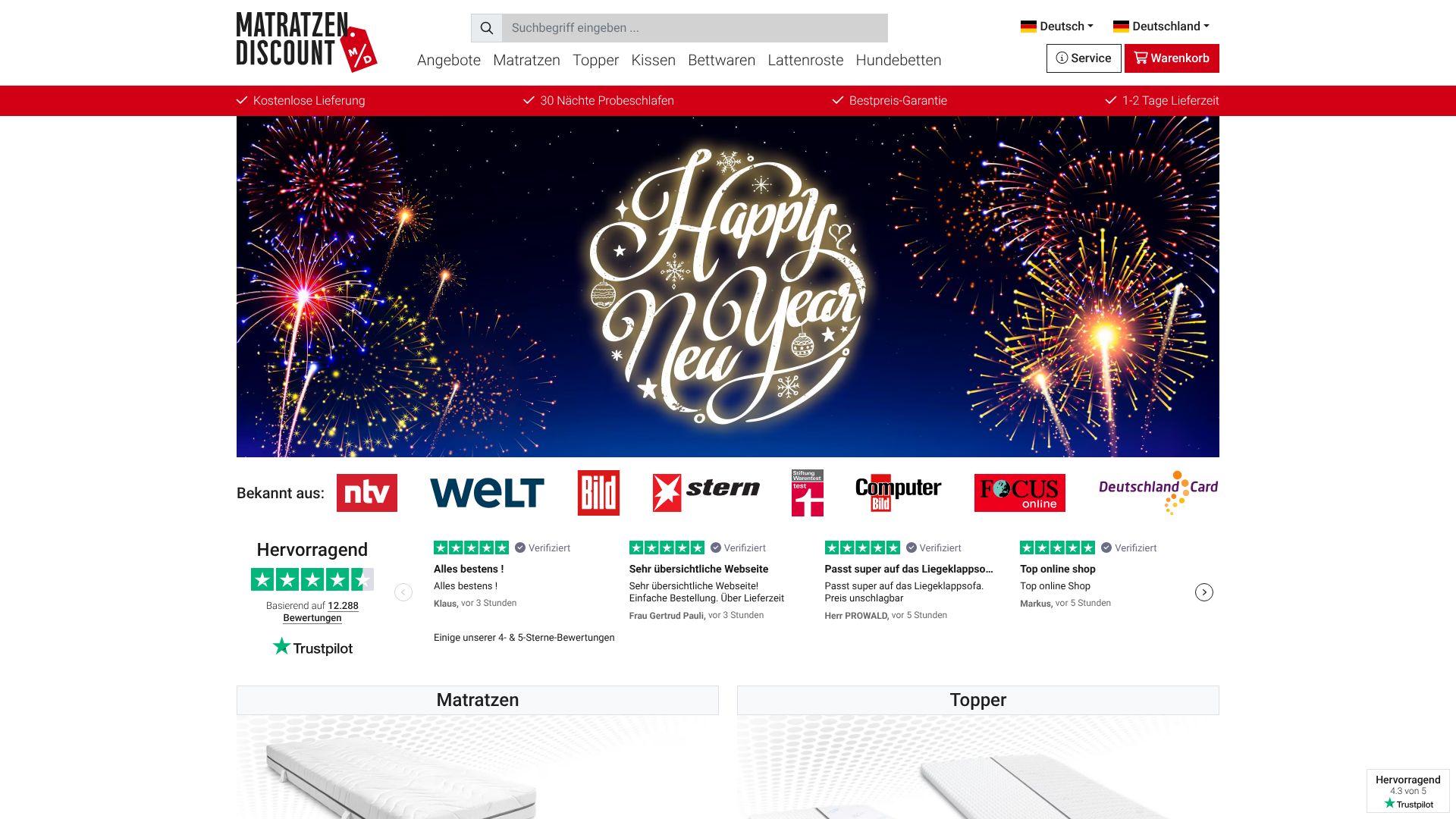 Screenshot von Matratzen Discount