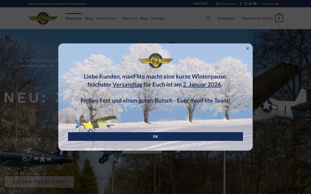 Screenshot von maxflite.de