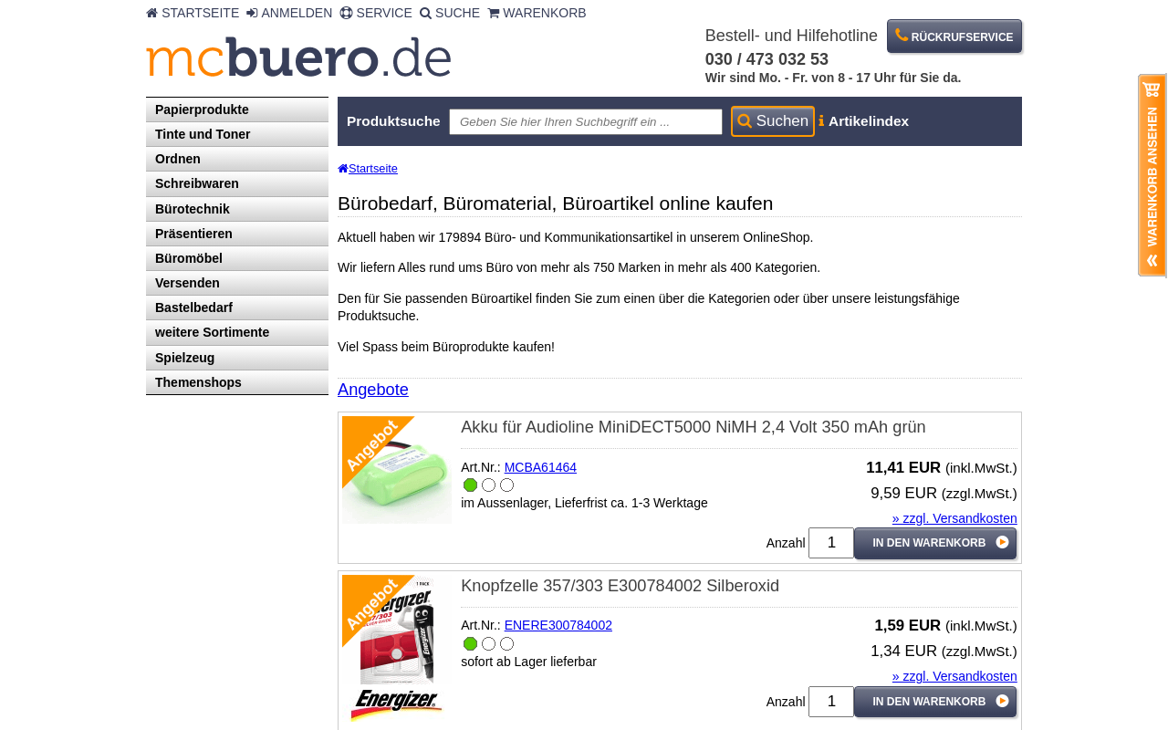 Screenshot von mcbuero.de