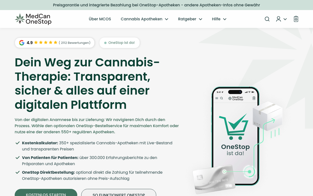Screenshot von medcanonestop.com