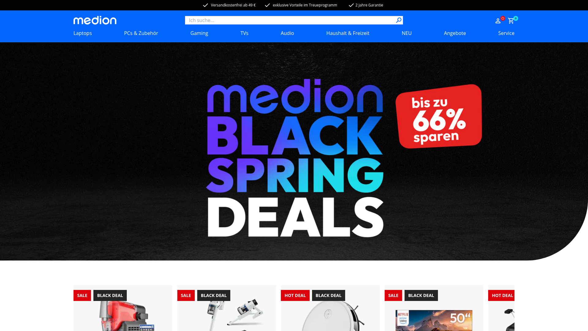 Screenshot von medion.com