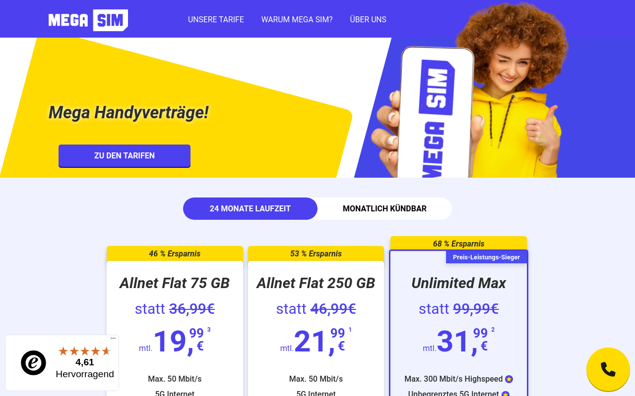 Screenshot von mega-sim.de