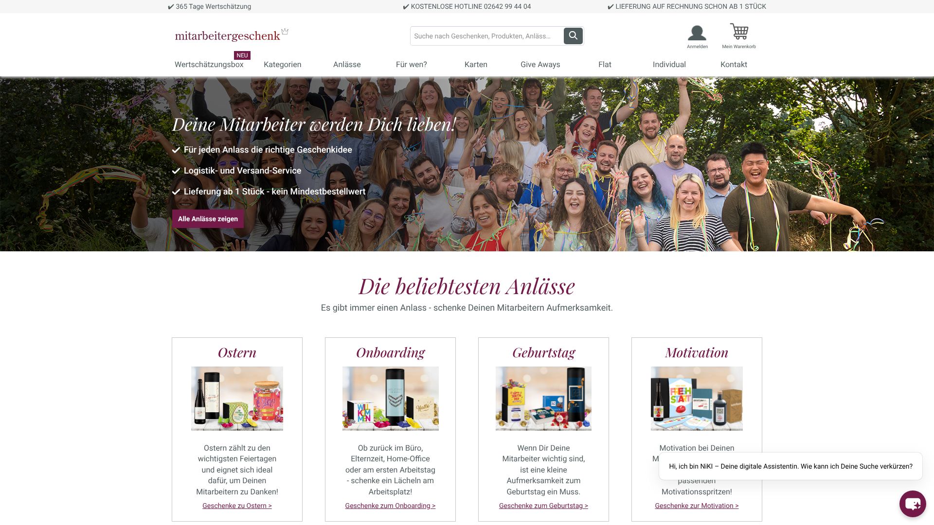 Screenshot von mitarbeitergeschenk.de