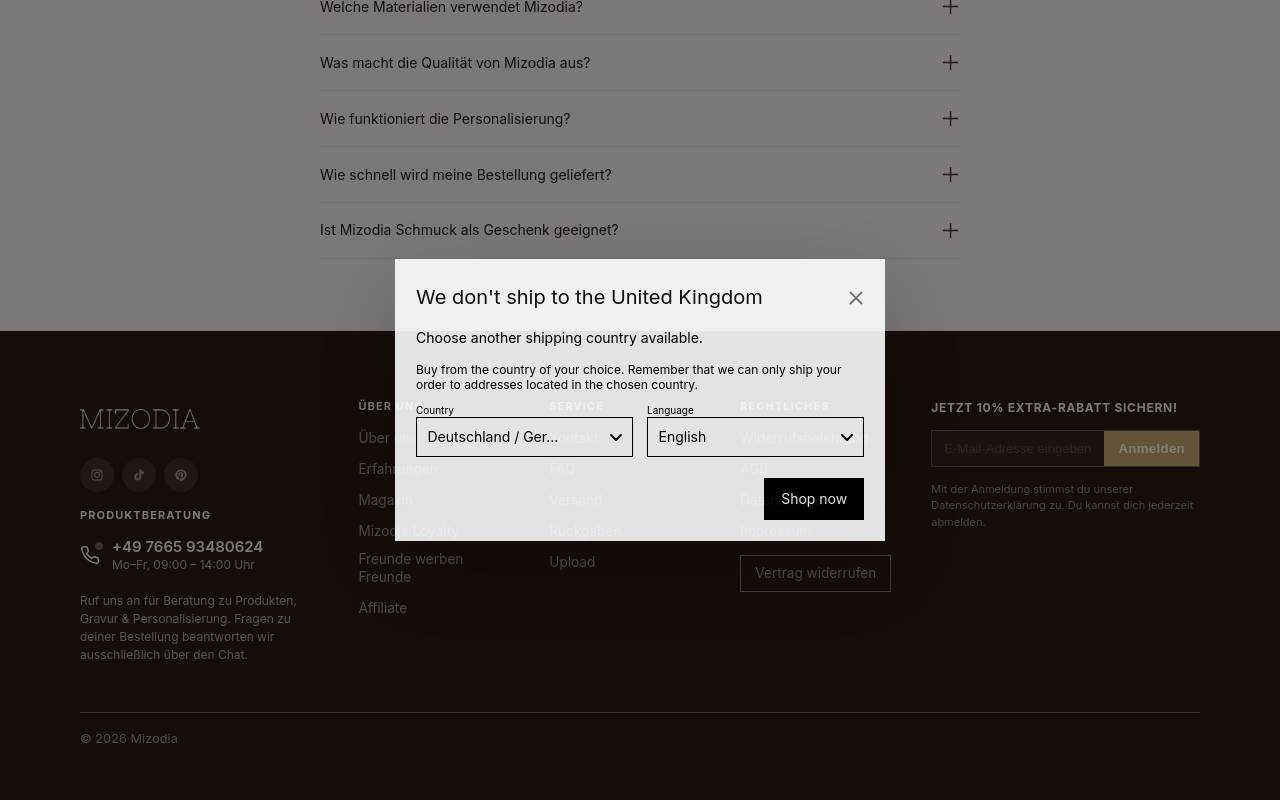 Screenshot von mizodia.com