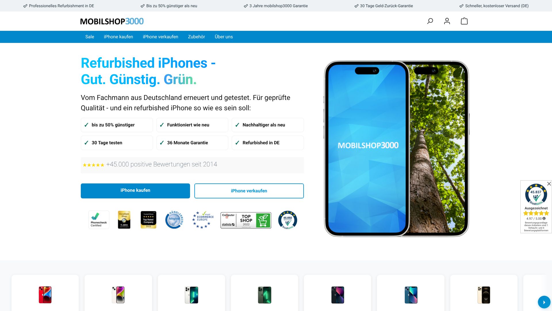 Screenshot von mobilshop3000.de