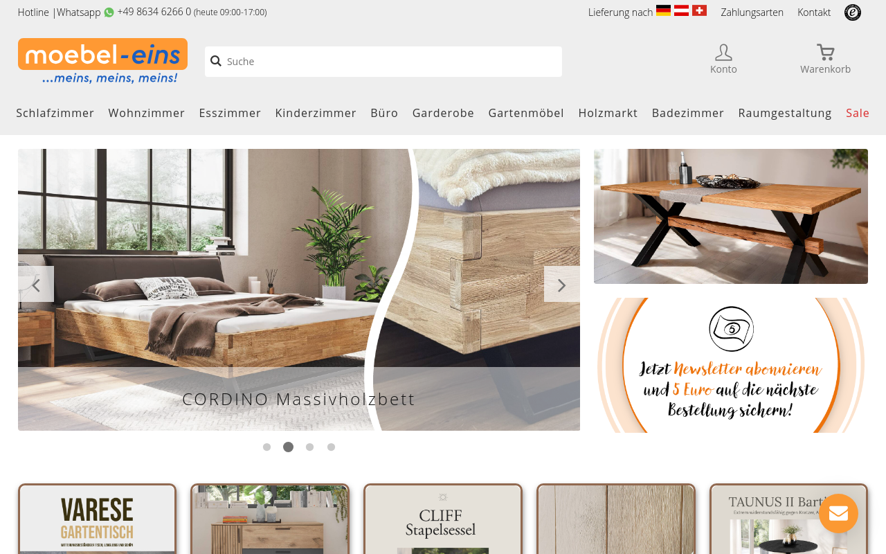 Screenshot von moebel-eins.de