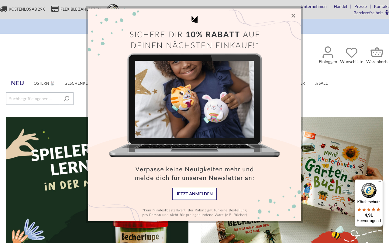 Screenshot von moses-verlag.de