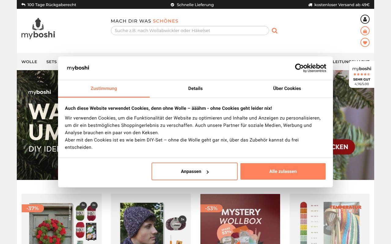 Screenshot von myboshi.net