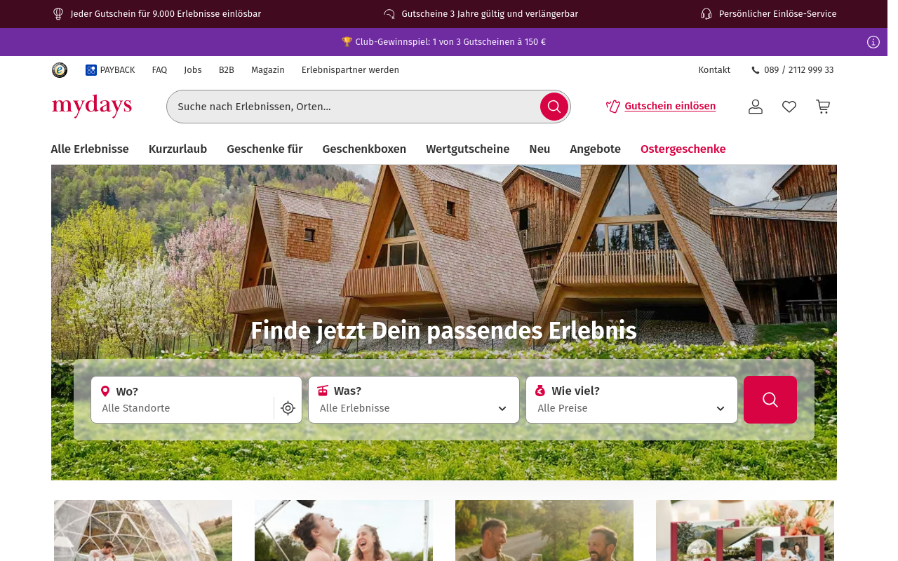 Screenshot von mydays.de