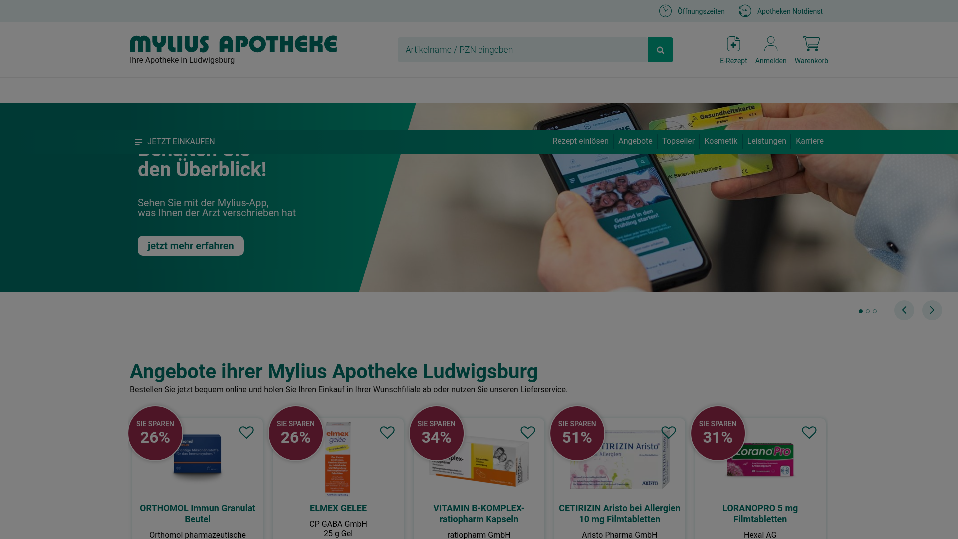Screenshot von mylius-apotheke.de