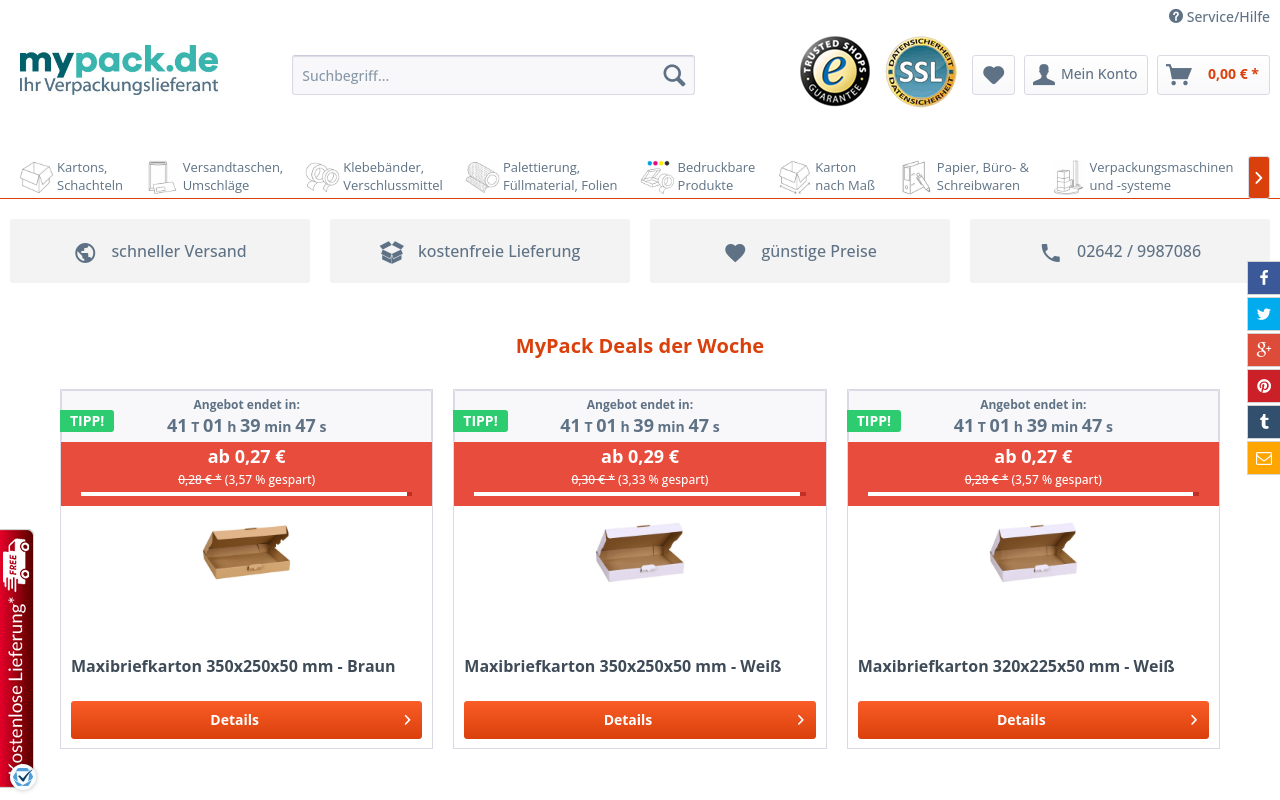 Screenshot von mypack.de
