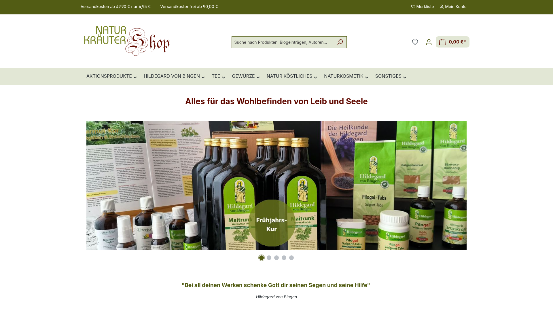 Screenshot von NATUR KRÄUTER SHOP