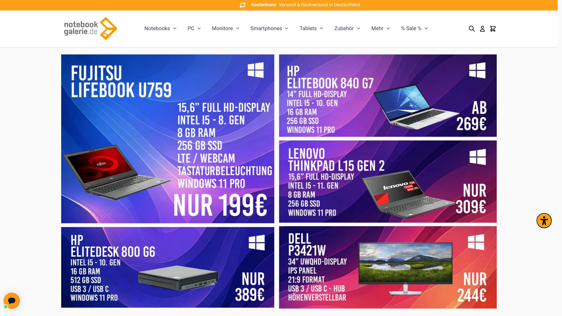 Screenshot von notebookgalerie.de