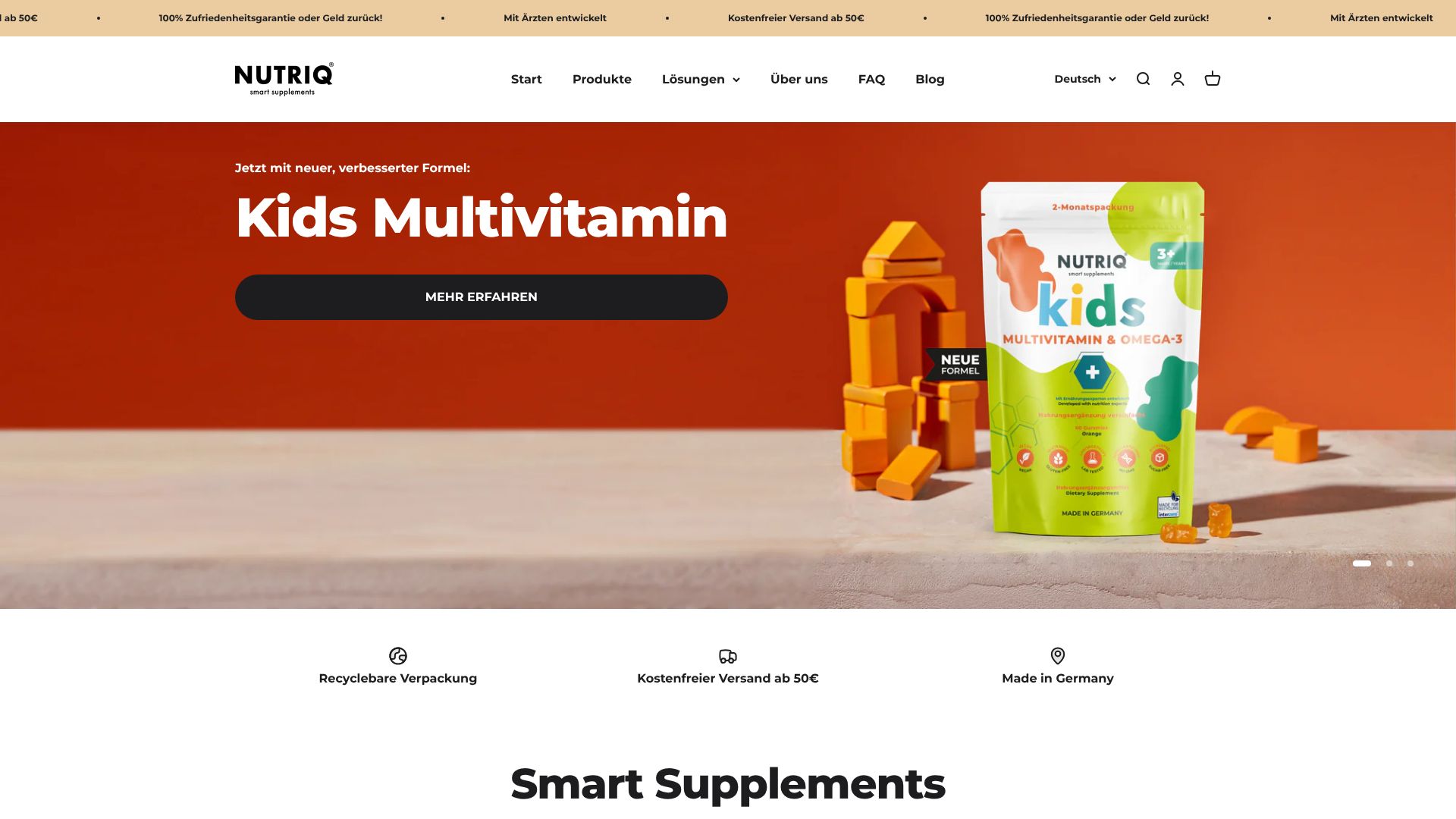 Screenshot von NUTRIQ