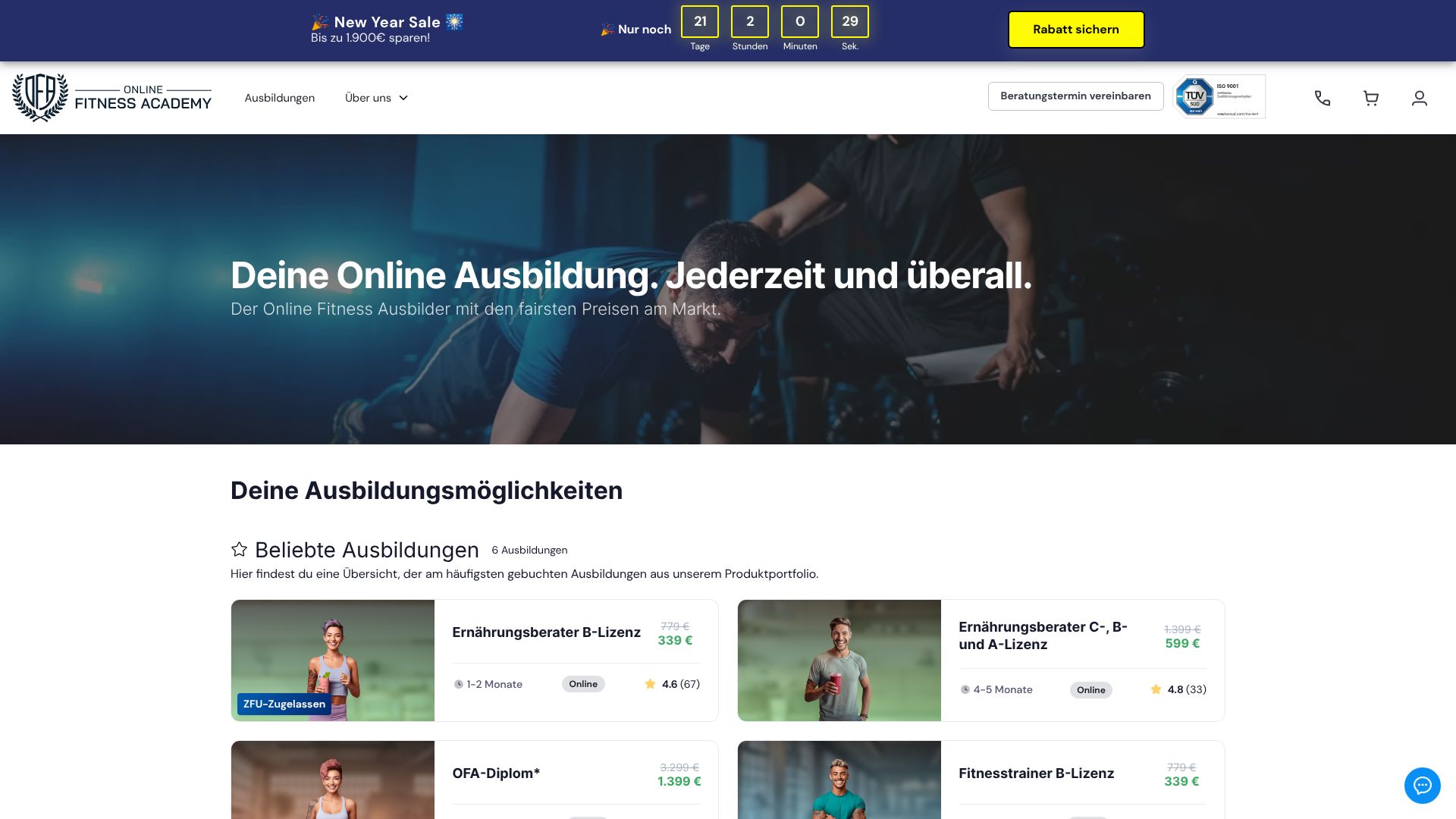 Screenshot von online-fitness-academy.de