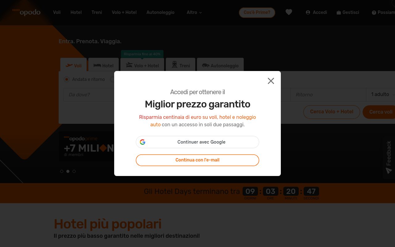 Screenshot von opodo.it