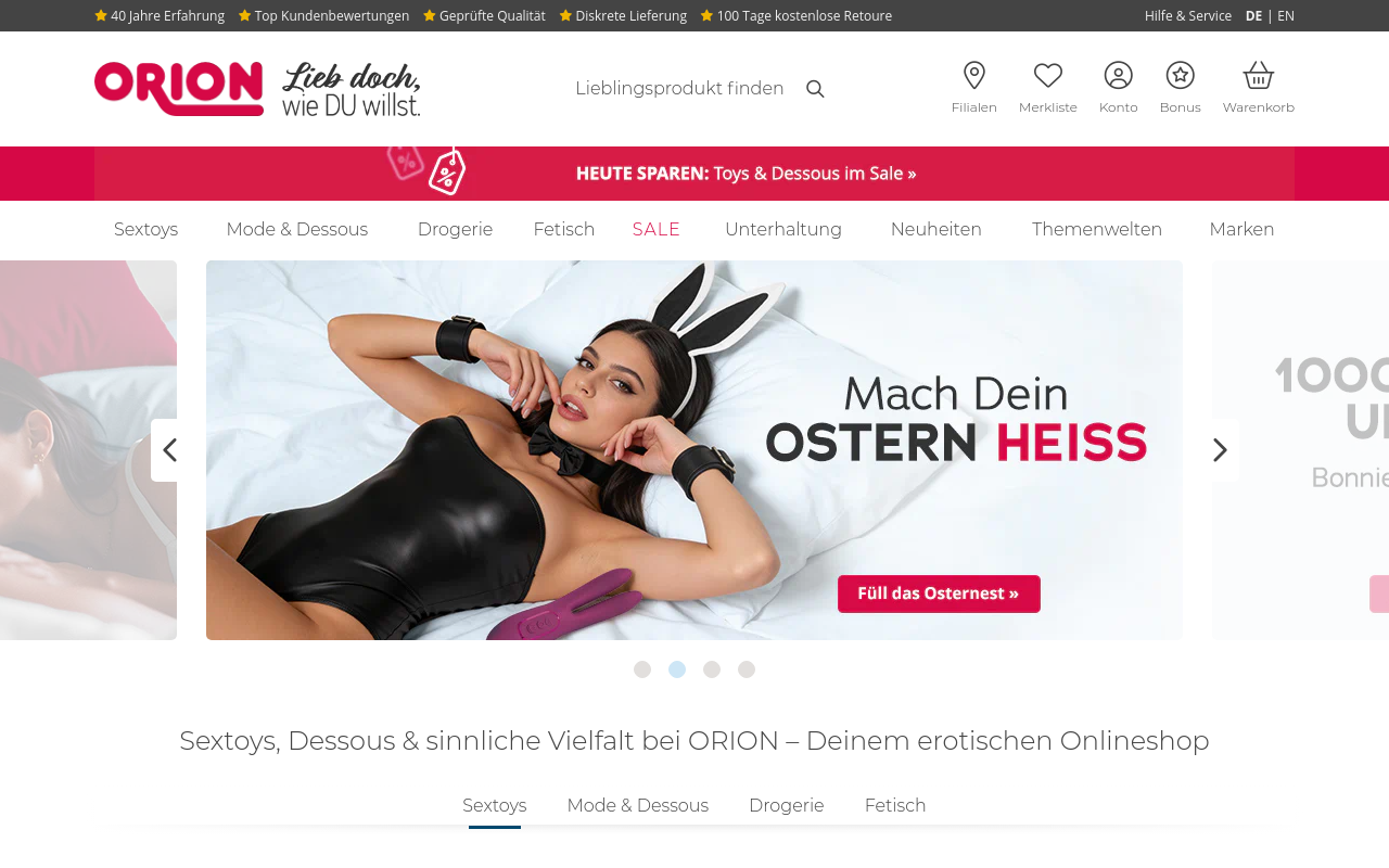 Screenshot von orion.de