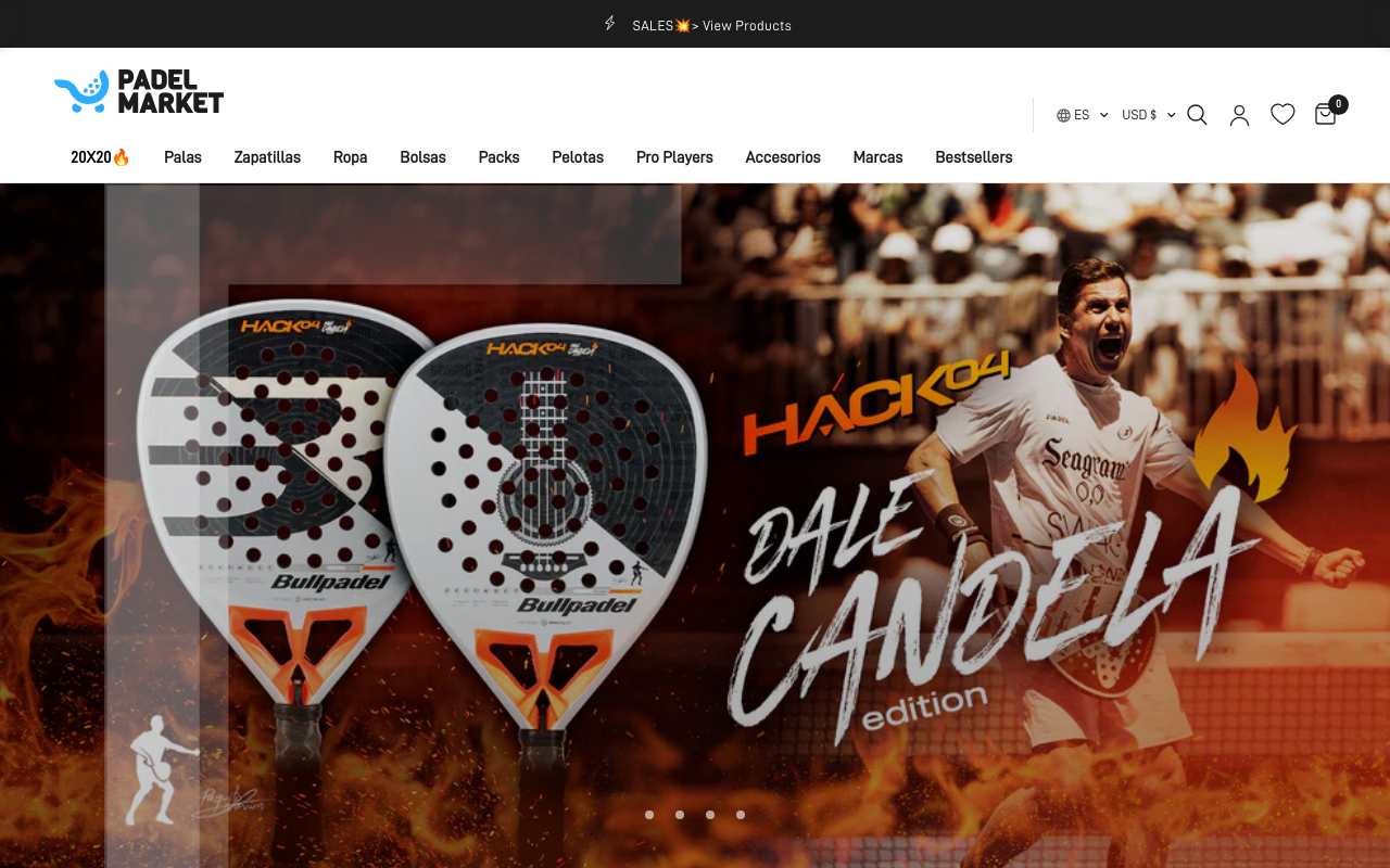 Screenshot von padelmarket.com