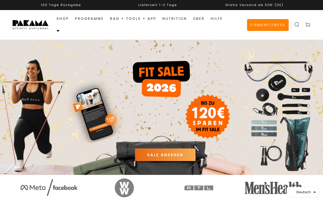 Screenshot von pakama.com