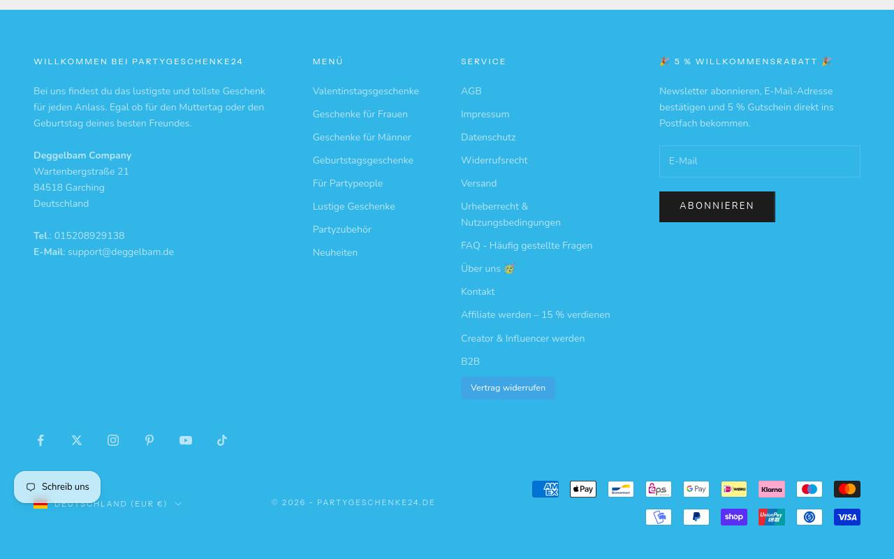 Screenshot von partygeschenke24.de