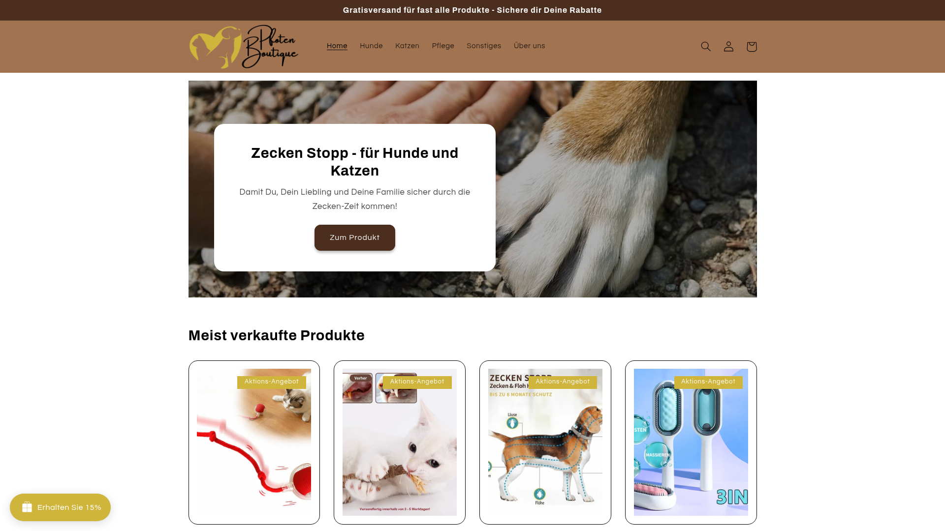 Screenshot von Pfoten Boutique