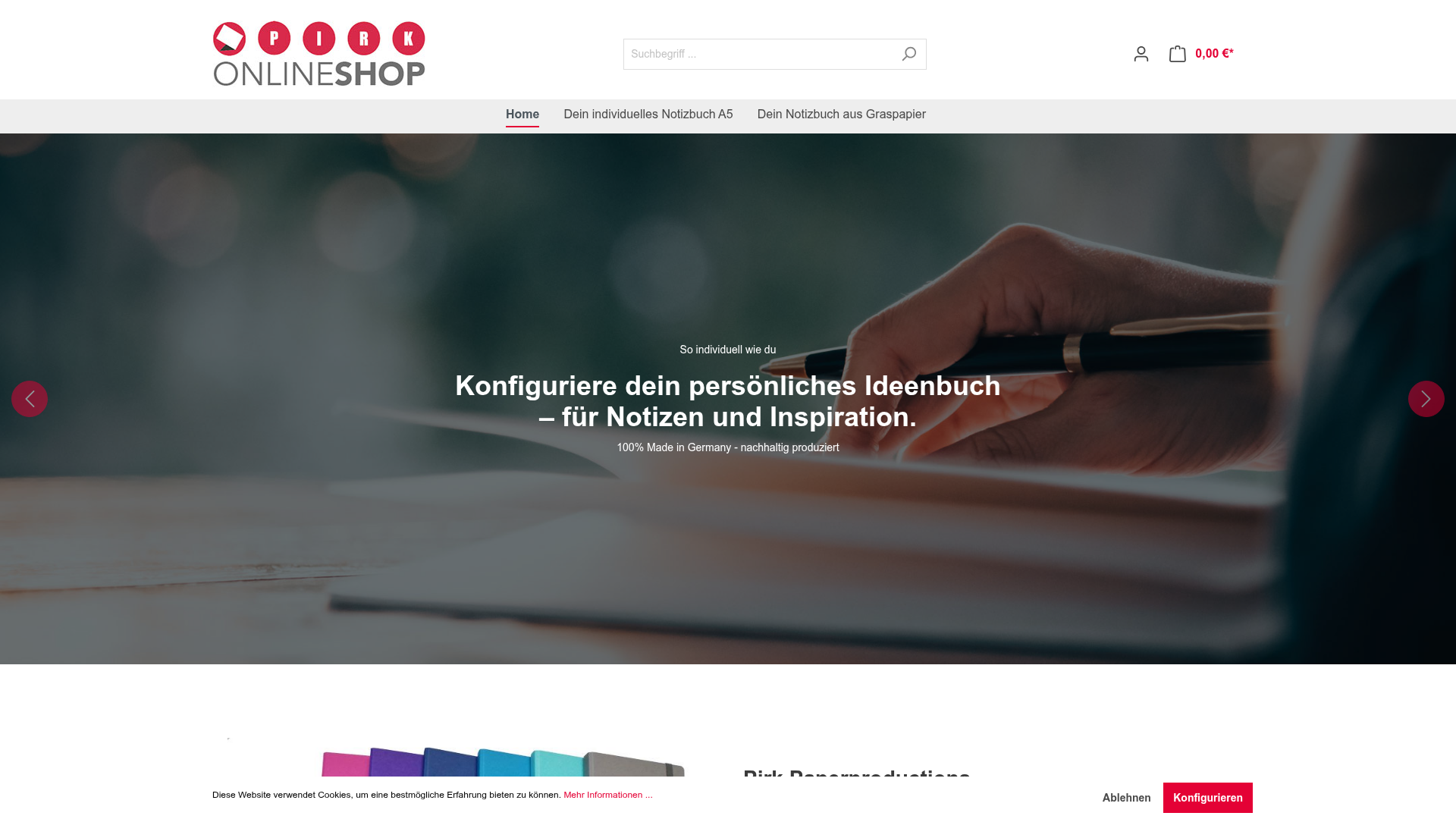 Screenshot von pirk-shop.de