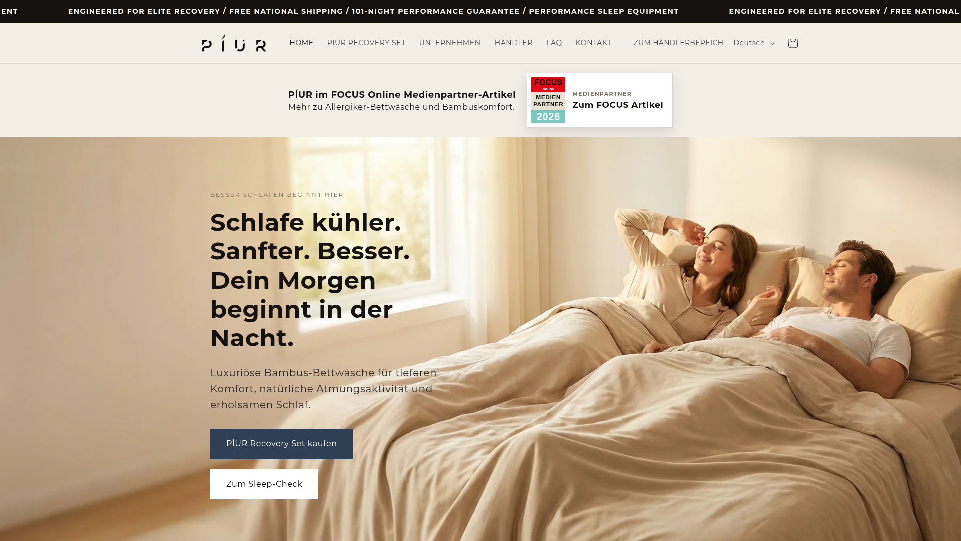 Screenshot von PIUR Luxusbettwäsche